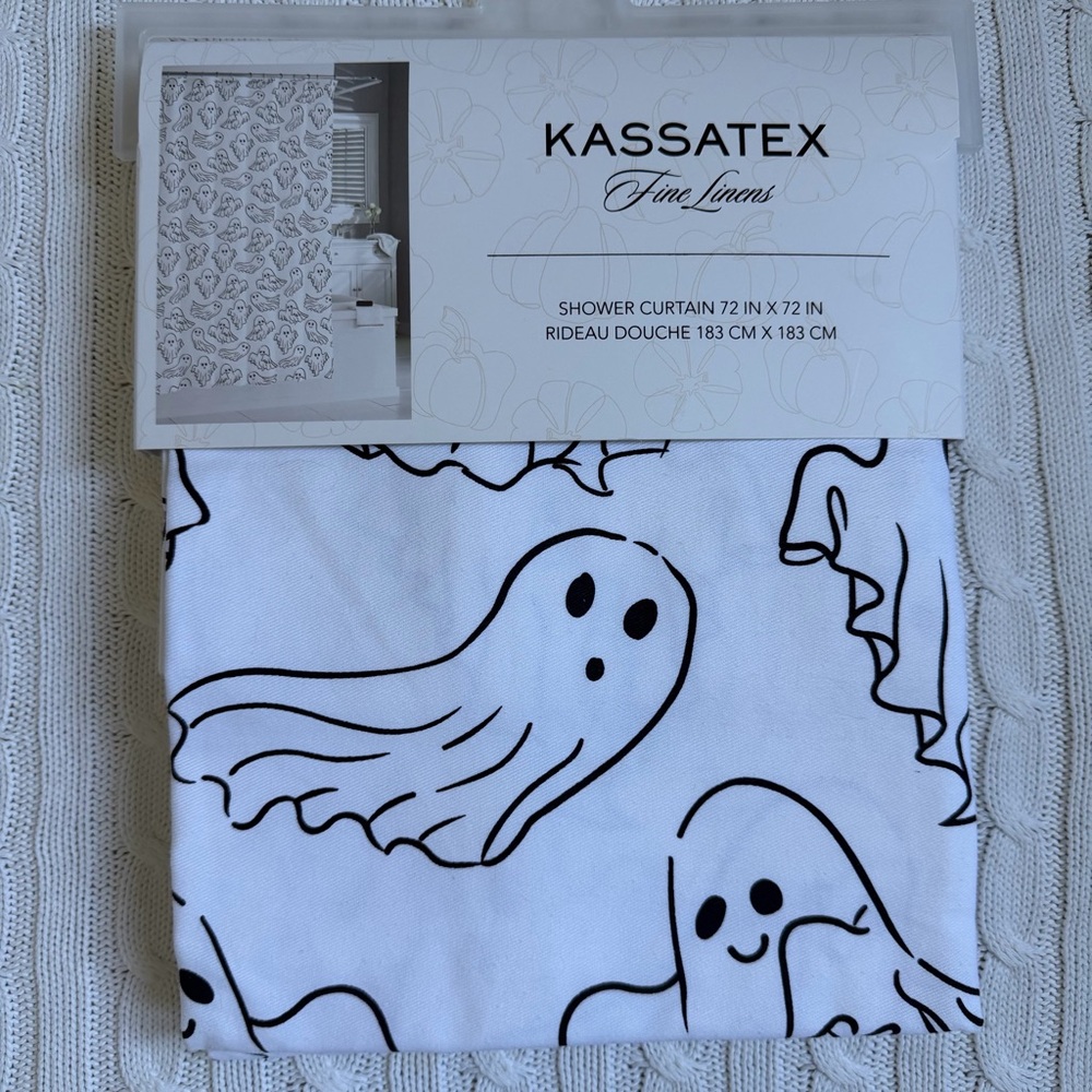 Kassatex Halloween Ghost Shower Curtain NEW Spooky Haunted Ghosties Bath Decor
